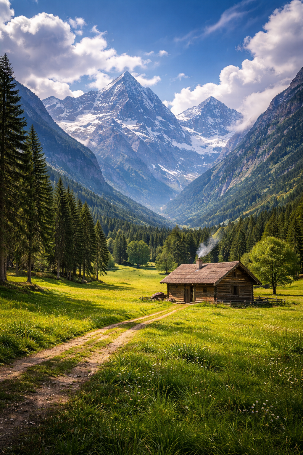 Alpine hut in the Himalayan valley